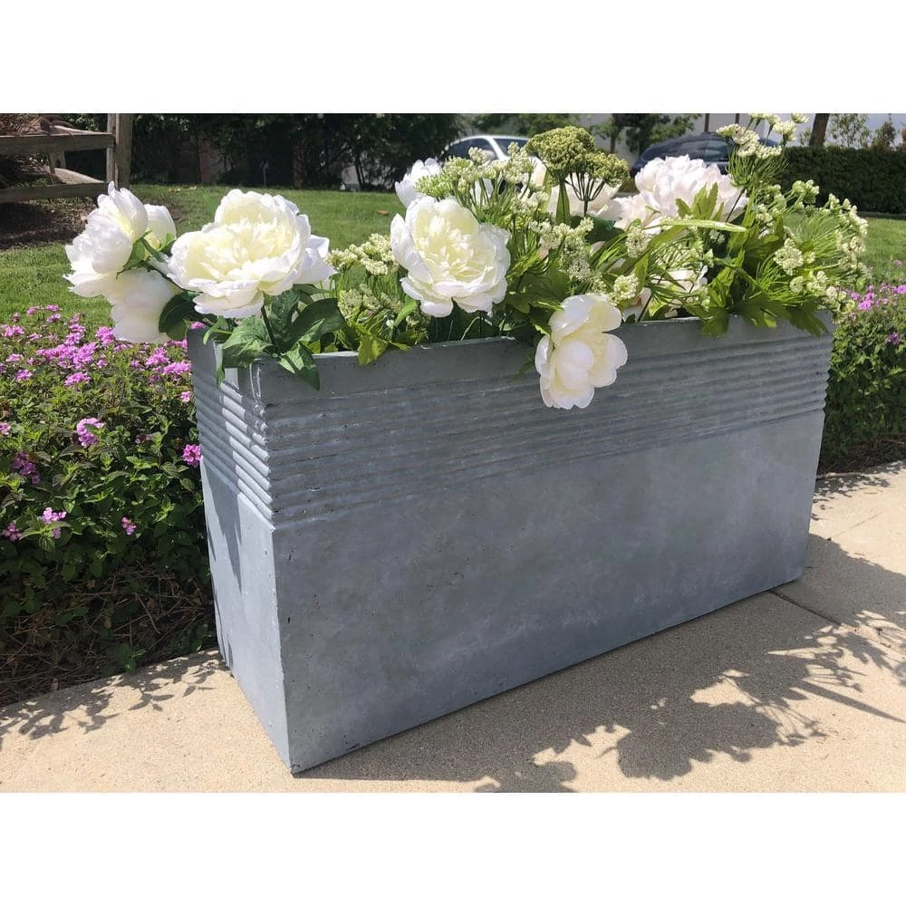 KANTE 31.5 in. L Slate Gray Lightweight Concrete Modern Rectangle Outdoor Planter 6 KANTE 31.5 in. L Slate Gray Lightweight Concrete Modern Rectangle Outdoor Planter - Image 4