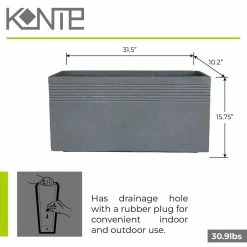 KANTE 31.5 in. L Slate Gray Lightweight Concrete Modern Rectangle Outdoor Planter 16 KANTE 31.5 in. L Slate Gray Lightweight Concrete Modern Rectangle Outdoor Planter -VIGORO Store slate gray kante plant pots rf0131b c60611 fa 1000