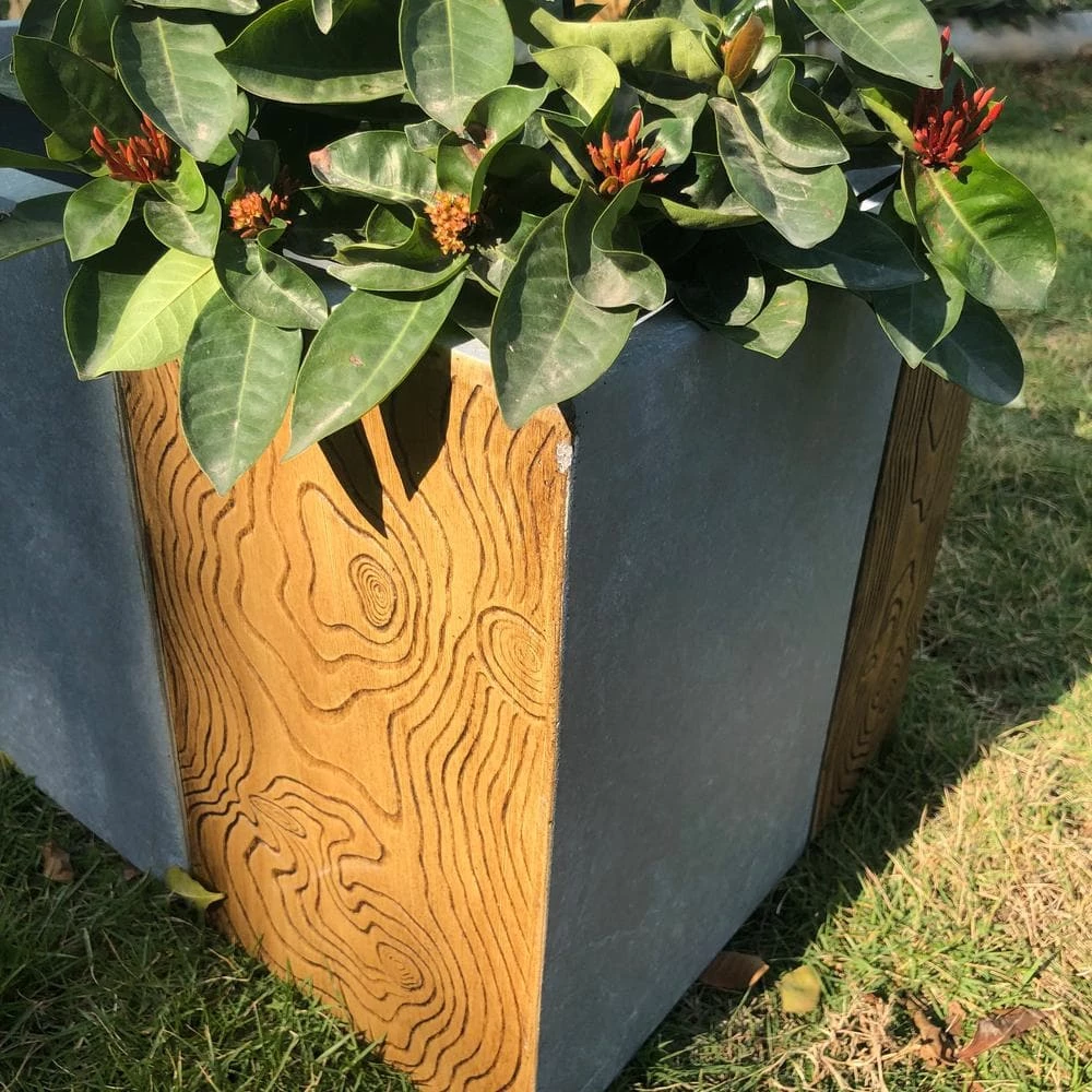 KANTE 31 in. and 23 in. Long Timber Ridge Lightweight Concrete Modern Rectangle Outdoor Planter Set 4 KANTE 31 in. and 23 in. Long Timber Ridge Lightweight Concrete Modern Rectangle Outdoor Planter Set - Image 2