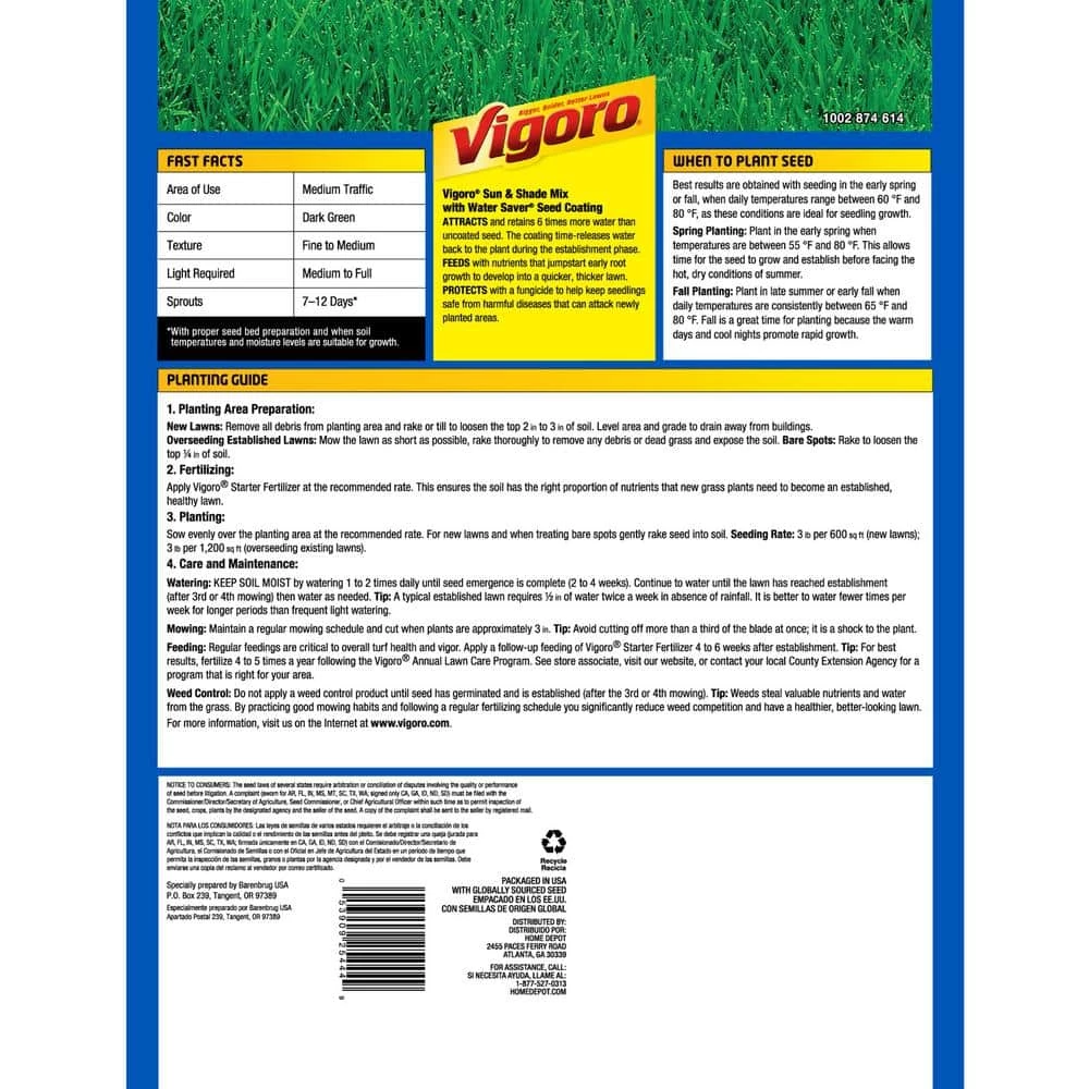 Vigoro 3 lbs. Sun Shade Grass Seed Mix with Water Saver Seed Coating 6 Vigoro 3 lbs. Sun Shade Grass Seed Mix with Water Saver Seed Coating - Image 4