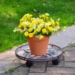 Vigoro 13.6 in. x 13.6 in. x 2.8 in. Brown Metal Plant Caddy 9 Vigoro 13.6 in. x 13.6 in. x 2.8 in. Brown Metal Plant Caddy -VIGORO Store vigoro planter caddies 154208 1f 1000