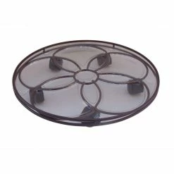 Vigoro 17 in. x 17 in. x 2.8 in. Silver Metal Plant Caddy