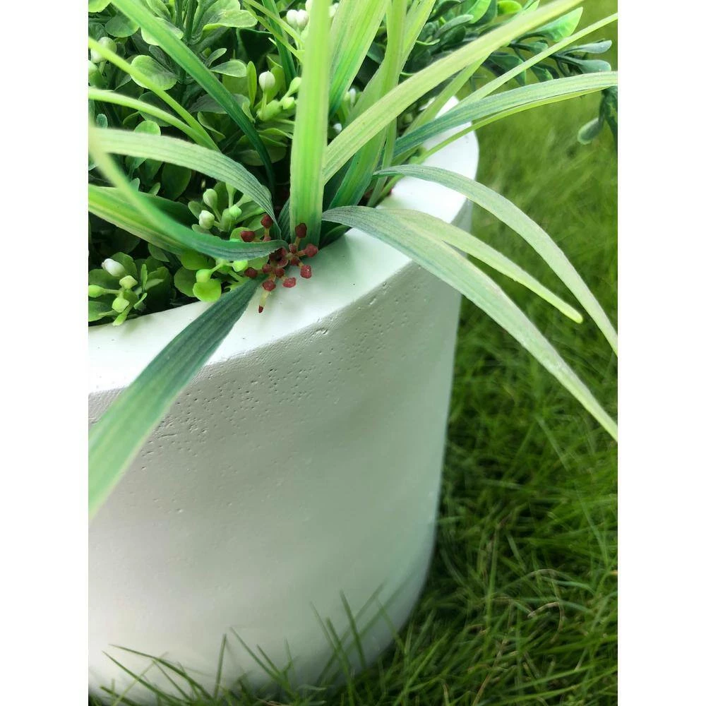 KANTE 12.9 in. Dia, Pure White Lightweight Concrete Modern Cylinder Outdoor Planter 6 KANTE 12.9 in. Dia, Pure White Lightweight Concrete Modern Cylinder Outdoor Planter - Image 4