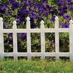 Vigoro 12 in. H White Classic Picket Style Plastic Garden Fence -VIGORO Store white plastic resin vigoro garden fencing 51502 1f 1000