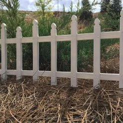 Vigoro 12 in. H White Classic Picket Style Plastic Garden Fence -VIGORO Store white plastic resin vigoro garden fencing 51502 44 1000