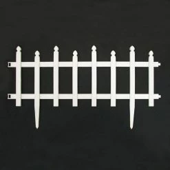 Vigoro 12 in. H White Classic Picket Style Plastic Garden Fence -VIGORO Store white plastic resin vigoro garden fencing 51502 4f 1000