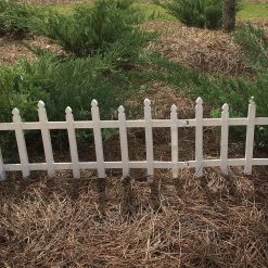 Vigoro 12 in. H White Classic Picket Style Plastic Garden Fence -VIGORO Store white plastic resin vigoro garden fencing 51502 c3 1000