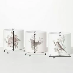 SULLIVANS Spring Print Decorative Pots - Set of 3 -VIGORO Store white sullivans plant pots cmt1199 44 1000