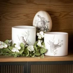 SULLIVANS Spring Print Decorative Pots - Set of 3 -VIGORO Store white sullivans plant pots cmt1199 4f 1000