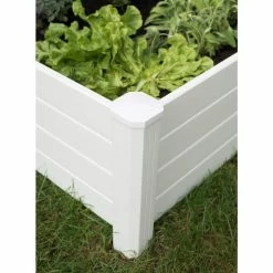 Vigoro 4 ft. x 4 ft. x 15 in. White Vinyl Raised Garden Bed -VIGORO Store white vigoro raised planter boxes 26001v 1f 1000