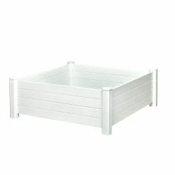 Vigoro 4 ft. x 4 ft. x 15 in. White Vinyl Raised Garden Bed -VIGORO Store white vigoro raised planter boxes 26001v 44 1000