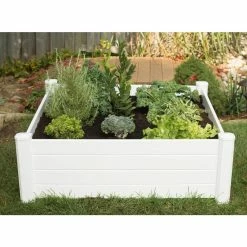 Vigoro 4 ft. x 4 ft. x 15 in. White Vinyl Raised Garden Bed -VIGORO Store white vigoro raised planter boxes 26001v 4f 1000