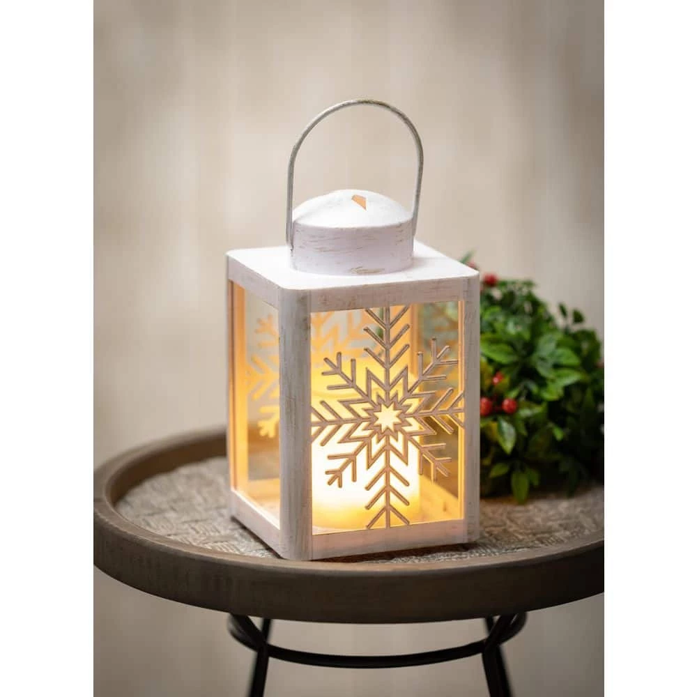 SULLIVANS 8.75 in. Snowflake Lantern with LED Pillar Candle 5 SULLIVANS 8.75 in. Snowflake Lantern with LED Pillar Candle - Image 3