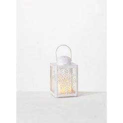 SULLIVANS 8.75 in. Snowflake Lantern with LED Pillar Candle