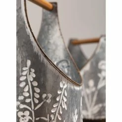 SULLIVANS Whitewashed Metal Flower Trug With Handles (Set of 2) 9 SULLIVANS Whitewashed Metal Flower Trug With Handles (Set of 2) -VIGORO Store whitewashed sullivans plant pots met1699 1f 1000